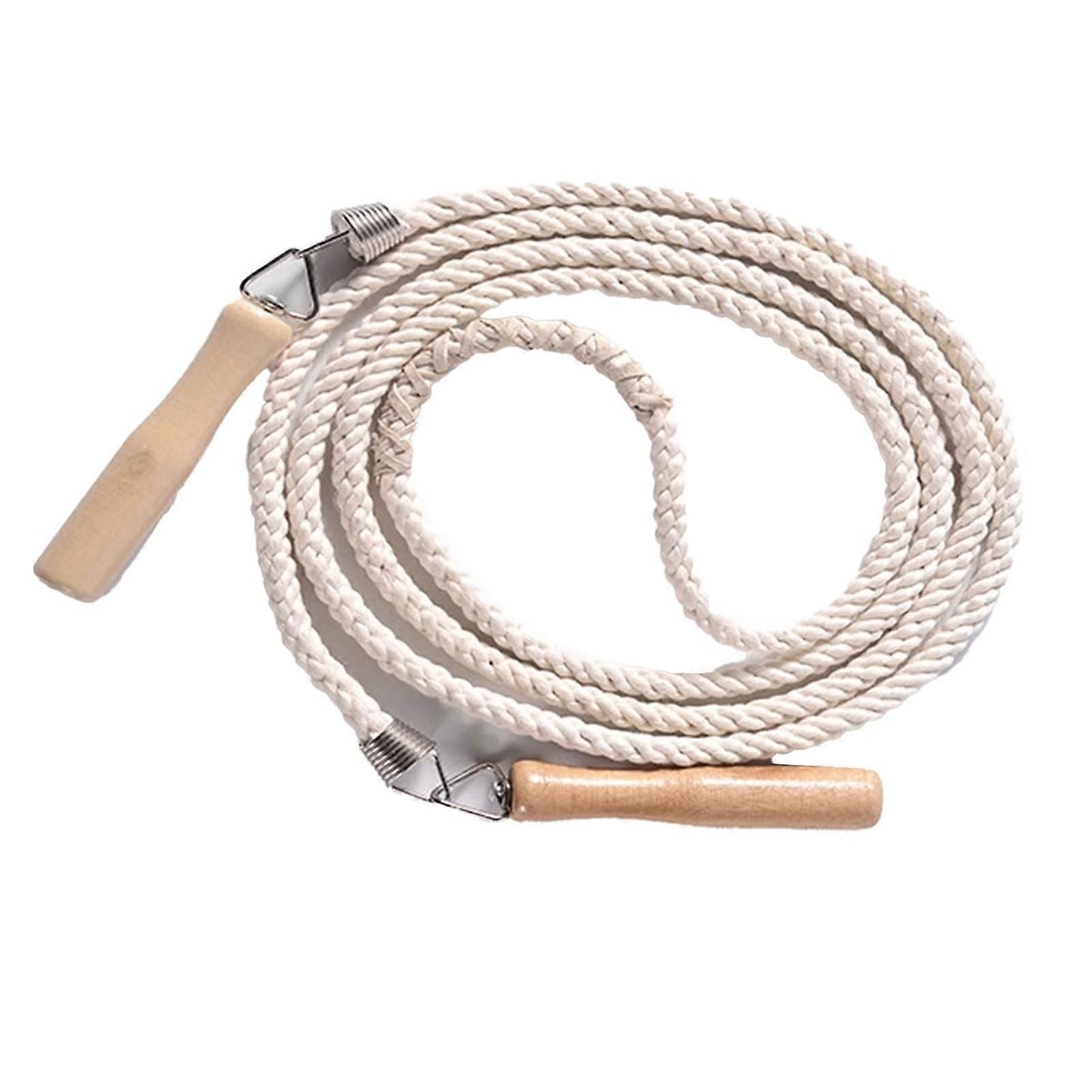 Wooden Handle Long Jump Rope, Adjustable Cotton Twine Skipping Rope for Team Games, School Sports, Playground Activities & Fitness - 12m