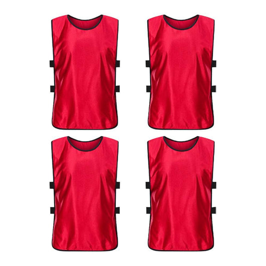 4Pcs Scrimmage Training Vest Team Sports Games Practice Jersey Red