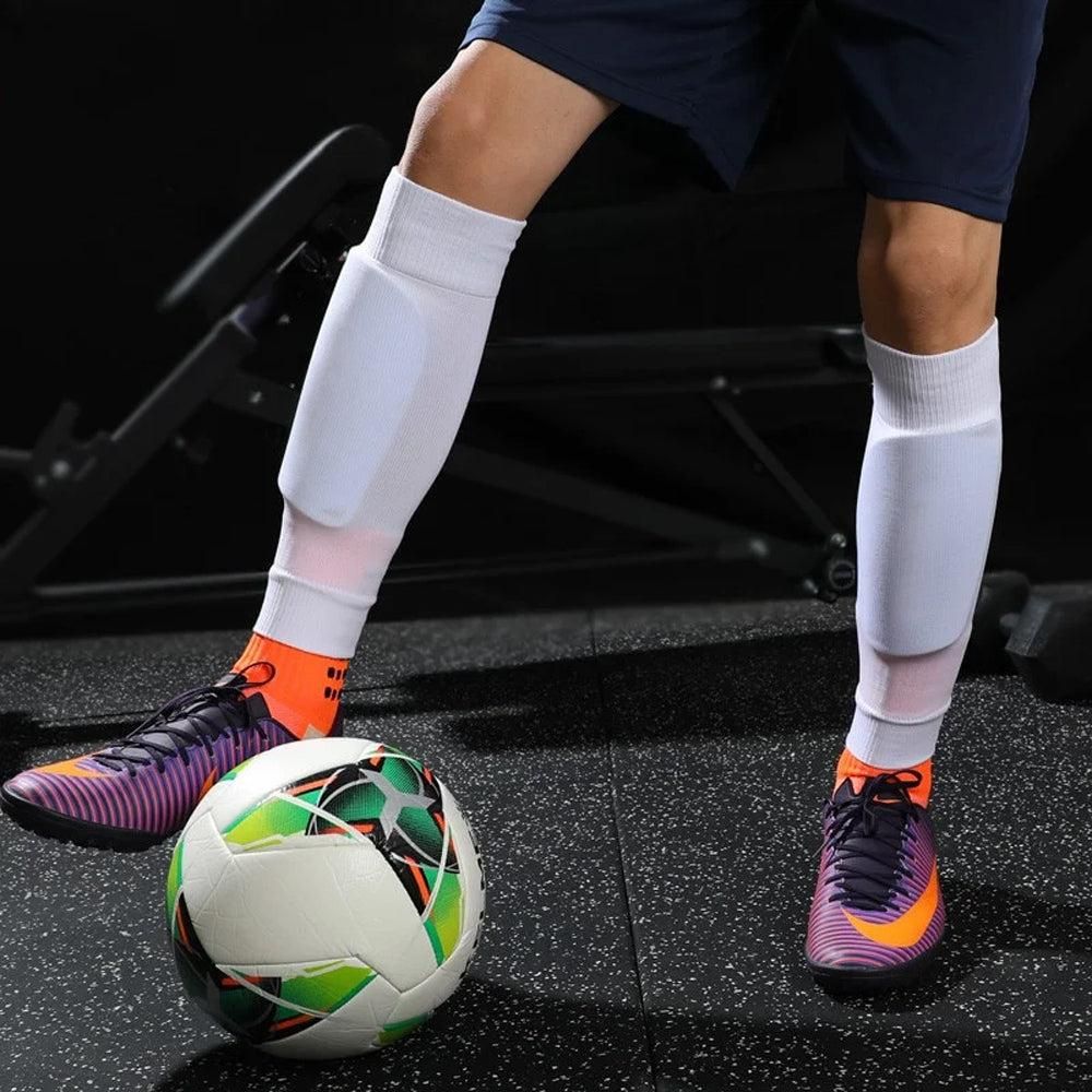 Pair of Soccer Shin Guards Breathable Calf Protective Gear for Adults White