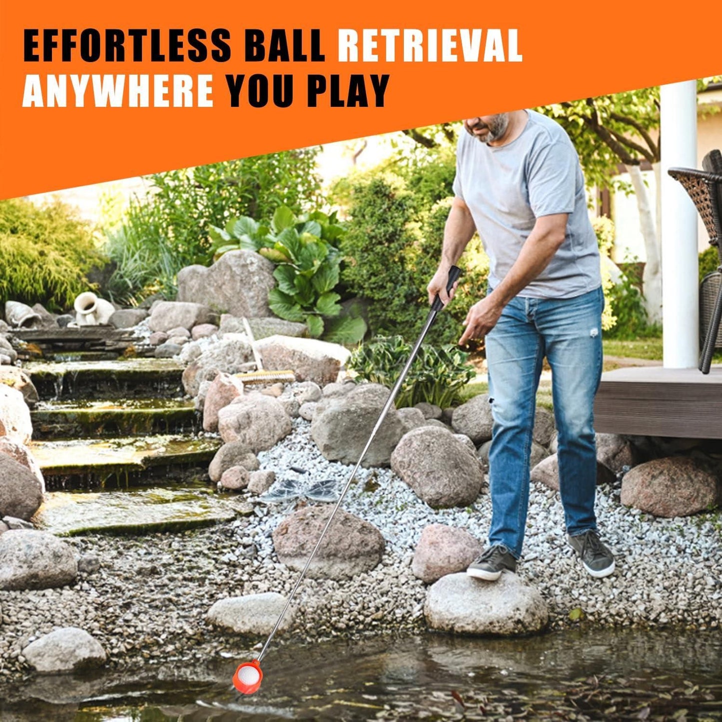 Hexagonal Aluminum Telescopic Golf Ball Retriever - 9FT