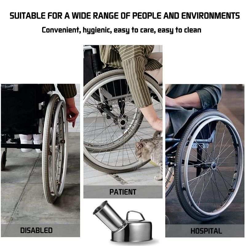 Spillproof Stainless Steel Portable Urinal Ergonomic Handle Camping Travel Elder Home Hospital Use