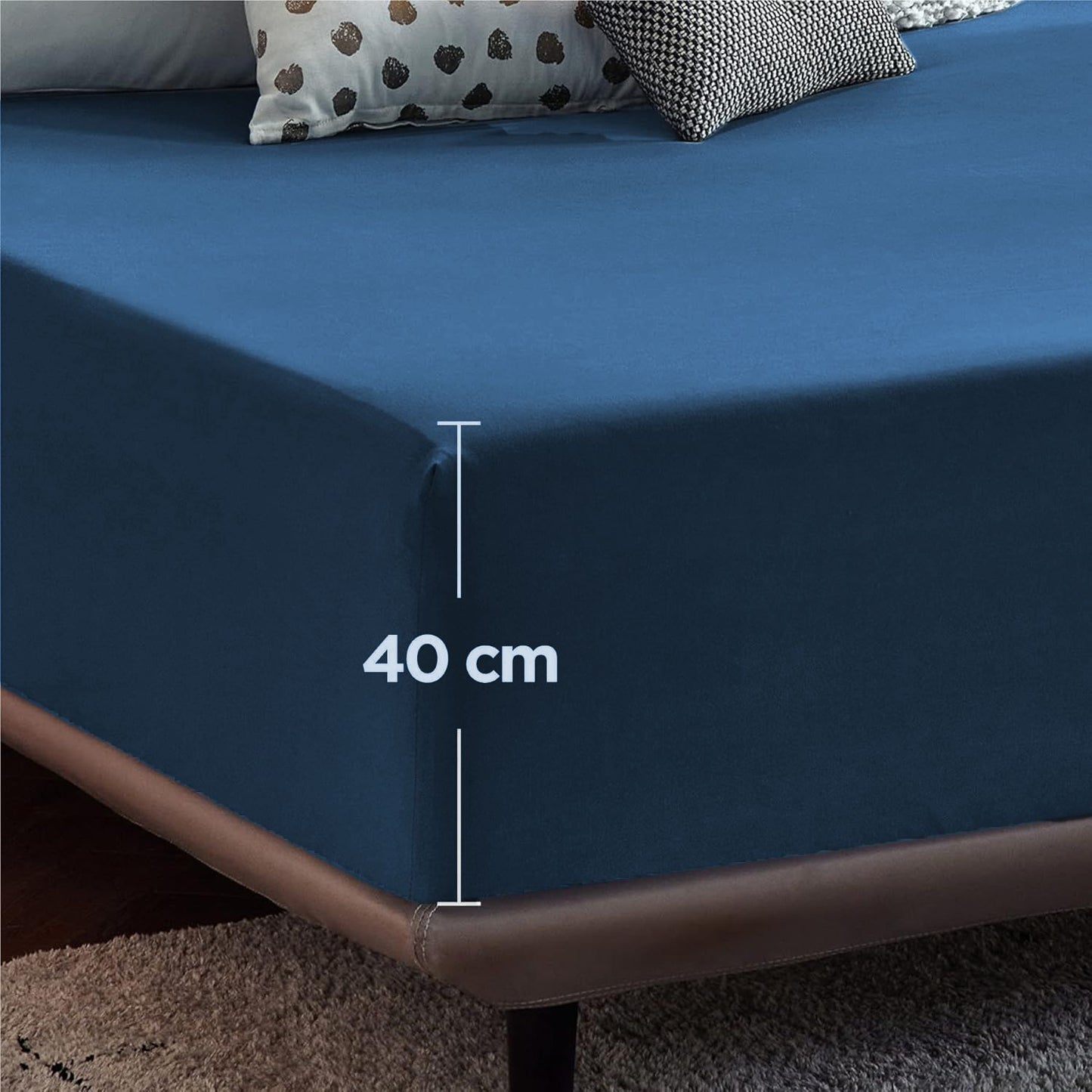 2000TC Hotel Quality Fitted Sheets - 2 Piece Fitted Sheets  -Breathable Bedding - Wrinkle, Fade, Stain Resistant- 16inch/40cm Deep Pocket Fitted Bed Sheets-Wrinkle and Fade Resistant,(Royal blue,Queen)