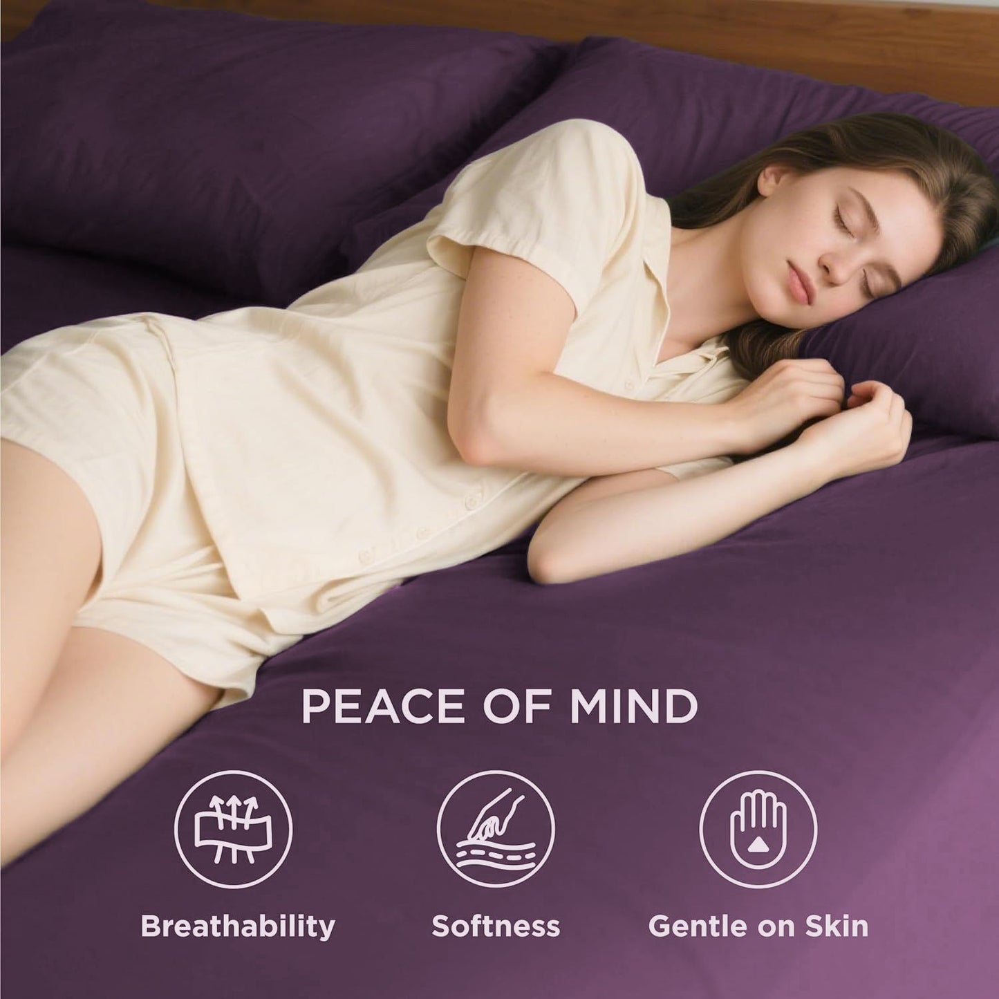 2000TC Hotel Quality Fitted Sheets - 2 Piece Fitted Sheets  -Breathable Bedding - Wrinkle, Fade, Stain Resistant- 16inch/40cm Deep Pocket Fitted Bed Sheets-Wrinkle and Fade Resistant,(Purple,Queen)