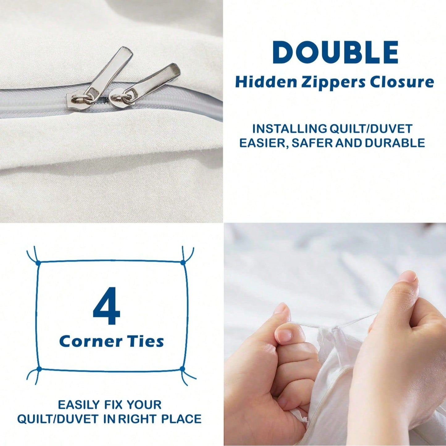 Hotel Soft Microfiber Duvet Cover Set-2000TC Quilt Cover Set & Pillowcases -1 Donna Cover Zipper Closure & 1 x Pillowcases-Breathable Bedding - Wrinkle, Fade, Stain Resistant(Raw white,Double)