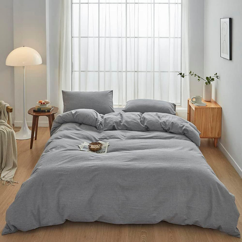 Hotel Soft Microfiber Duvet Cover Set-2000TC Quilt Cover Set & Pillowcases -1 Donna Cover Zipper Closure & 1 x Pillowcases-Breathable Bedding - Wrinkle, Fade, Stain Resistant(Grey,King)