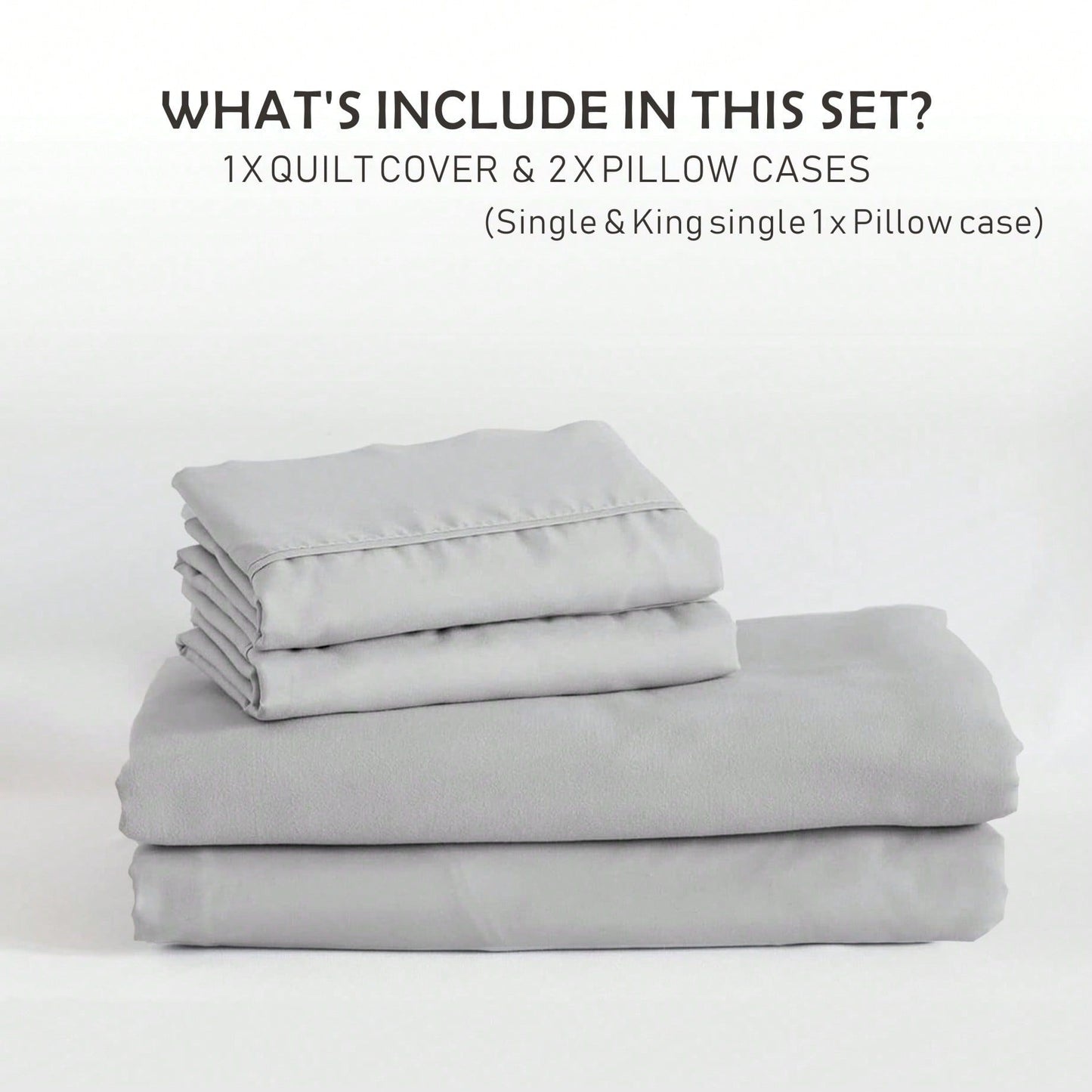 Hotel Soft Microfiber Duvet Cover Set-2000TC Quilt Cover Set & Pillowcases -1 Donna Cover Zipper Closure & 1 x Pillowcases-Breathable Bedding - Wrinkle, Fade, Stain Resistant(Silver-gray,King)