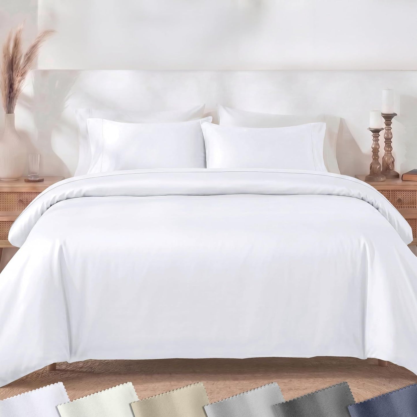 Hotel Soft Microfiber Duvet Cover Set-2000TC Quilt Cover Set & Pillowcases -1 Donna Cover Zipper Closure & 1 x Pillowcases-Breathable Bedding - Wrinkle, Fade, Stain Resistant(White,Queen)