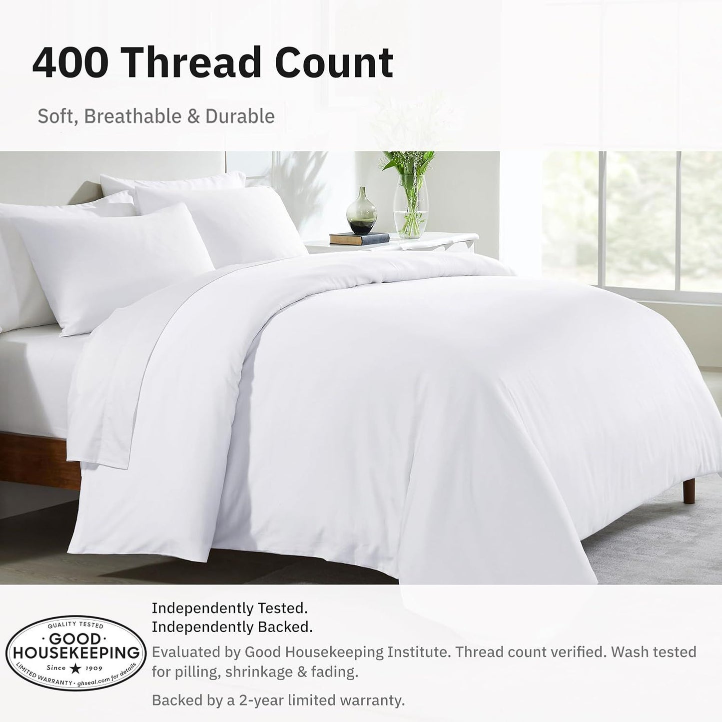 Hotel Soft Microfiber Duvet Cover Set-2000TC Quilt Cover Set & Pillowcases -1 Donna Cover Zipper Closure & 1 x Pillowcases-Breathable Bedding - Wrinkle, Fade, Stain Resistant(White,Queen)