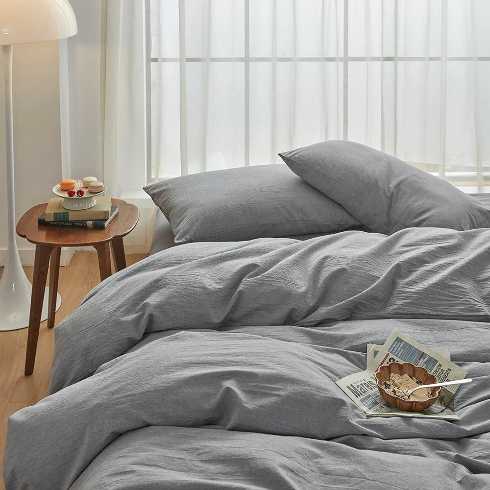 Hotel Soft Microfiber Duvet Cover Set-2000TC Quilt Cover Set & Pillowcases -1 Donna Cover Zipper Closure & 1 x Pillowcases-Breathable Bedding - Wrinkle, Fade, Stain Resistant(Grey,Queen)
