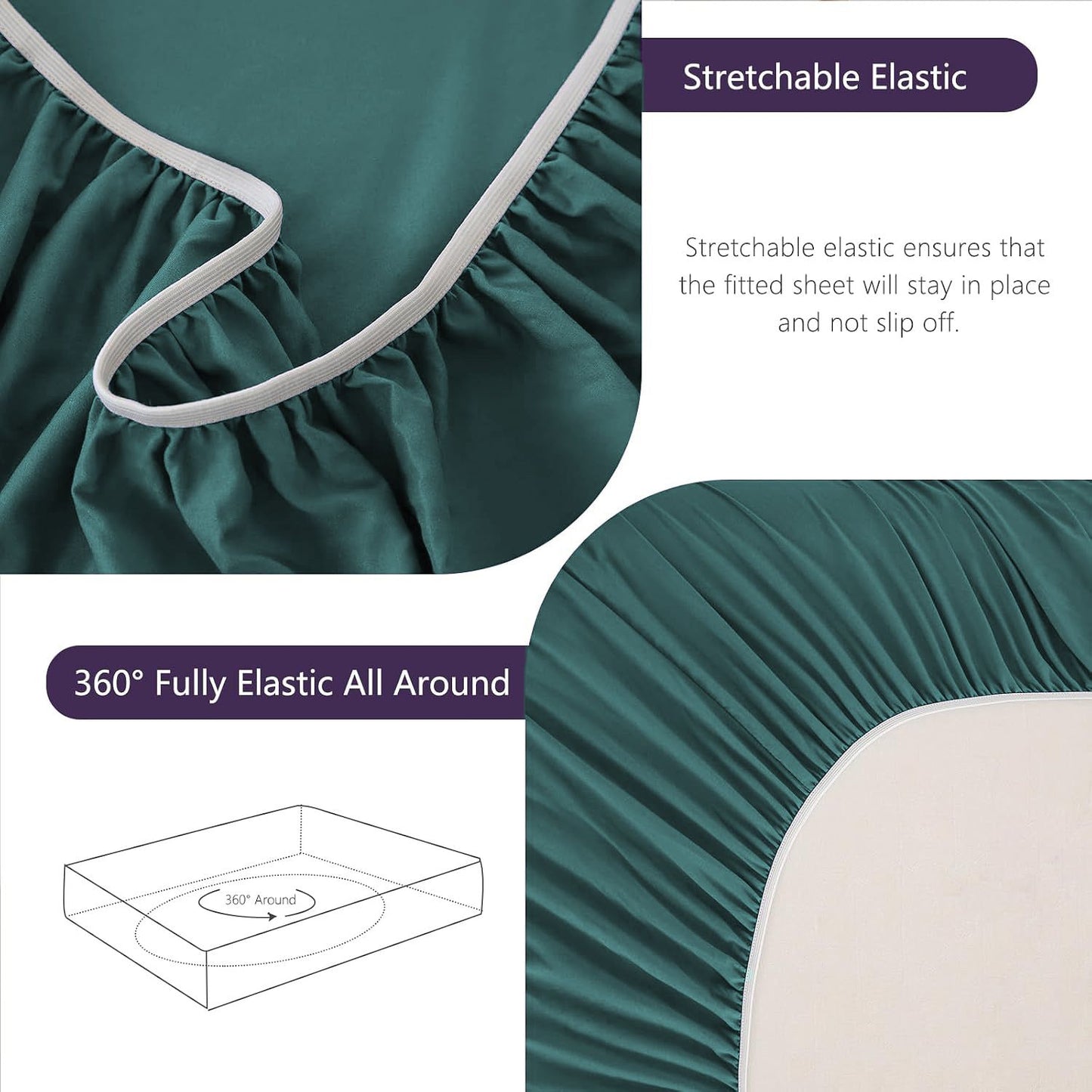 Hotel Soft Bed Sheet Set- Bedding Sheets & Pillowcases -Breathable Bedding - Wrinkle, Fade, Stain Resistant-Deep Pocket Flat Fitted Bed Sheet Set(Biscay blue,Queen)