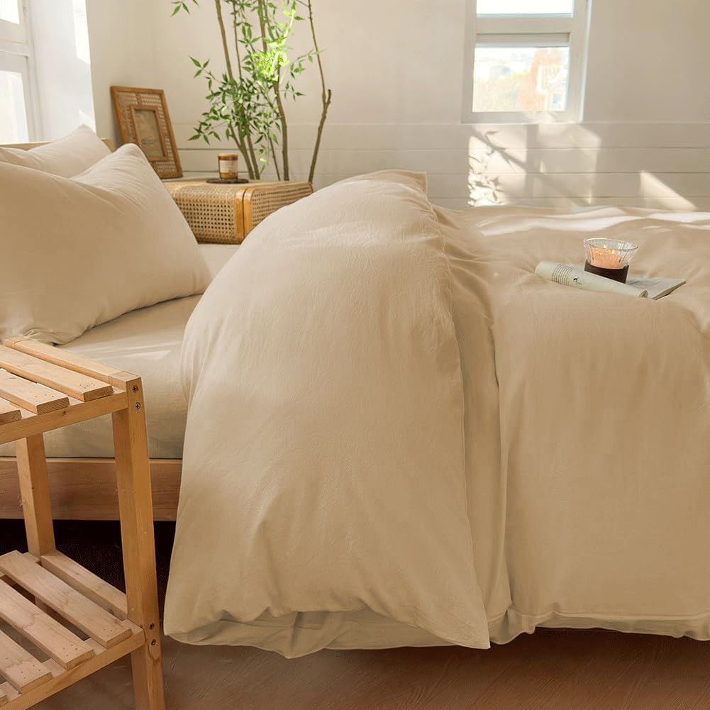 Hotel Soft Microfiber Duvet Cover Set-2000TC Quilt Cover Set & Pillowcases -1 Donna Cover Zipper Closure & 1 x Pillowcases-Breathable Bedding - Wrinkle, Fade, Stain Resistant(Camel Beige,Single)