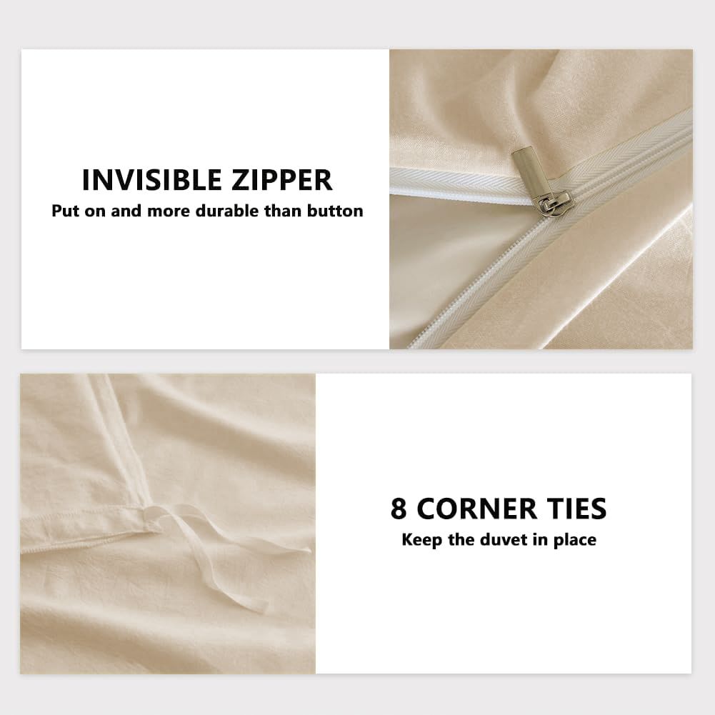 Hotel Soft Microfiber Duvet Cover Set-2000TC Quilt Cover Set & Pillowcases -1 Donna Cover Zipper Closure & 1 x Pillowcases-Breathable Bedding - Wrinkle, Fade, Stain Resistant(Cream White,Super King)