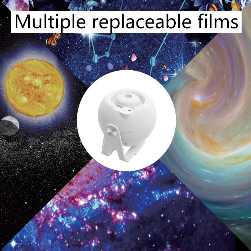 Adjustable Star Projector Lamp with Interchangeable Film Discs – Create a Dreamy Galaxy in Your Room, Perfect for Kids' Astronomy Education, Relaxing Sleep Aid, Romantic Bedroom Decor, and Party Atmosphere Lighting (6pcsCards)