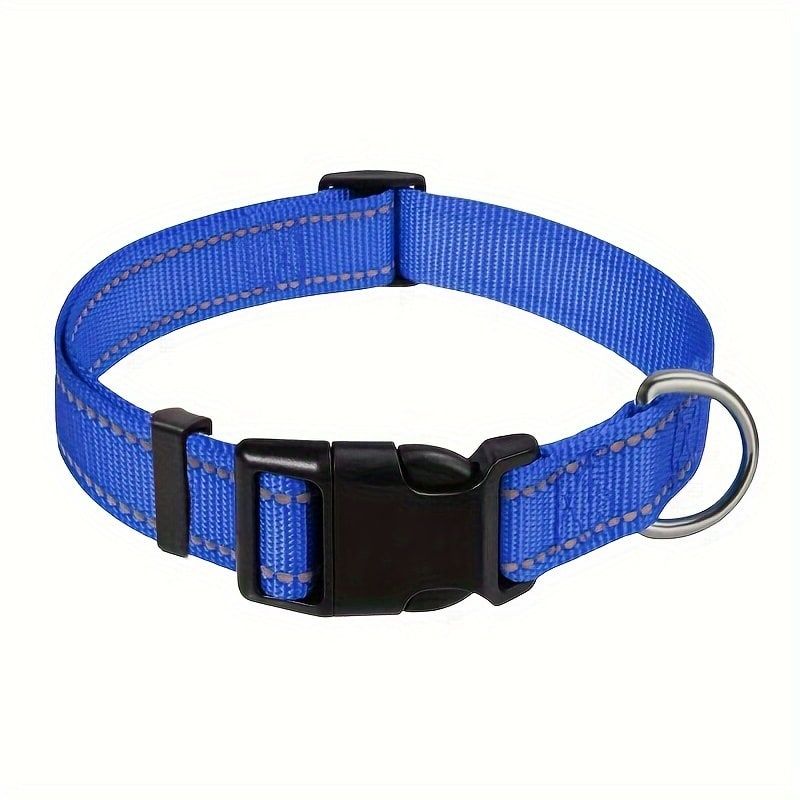 Reflective Dog Collar with Adjustable Nylon Webbing – Safe & Visible Pet Gear for Walks, Outdoor Adventures, and Nighttime Visibility (M, Purple)