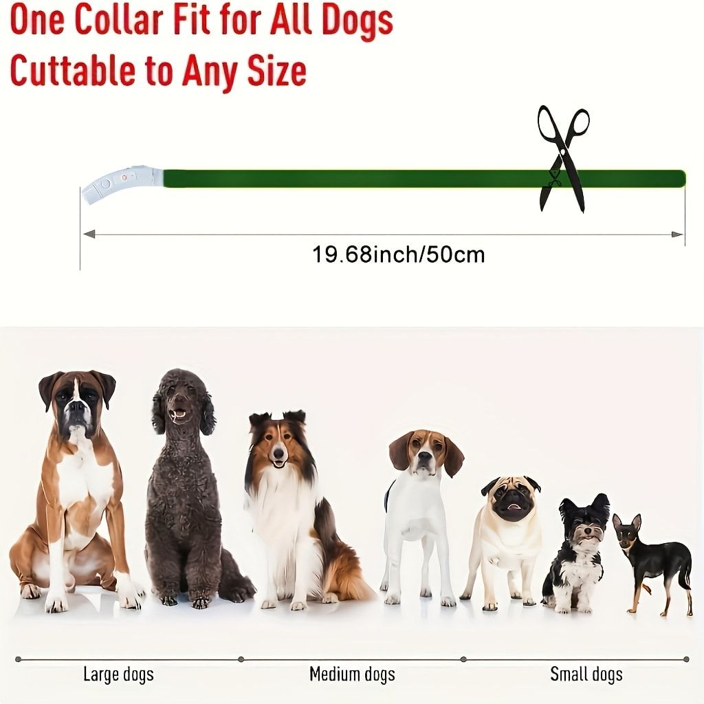 USB Rechargeable LED Glow Pet Collar, Soft Silicone Night Safety Dog & Cat Collar with 6 Colors, 3 Modes, Adjustable Length for Small, Medium, Large Pets, Ideal for Evening Walks and Outdoor Visibility (L, Pink)