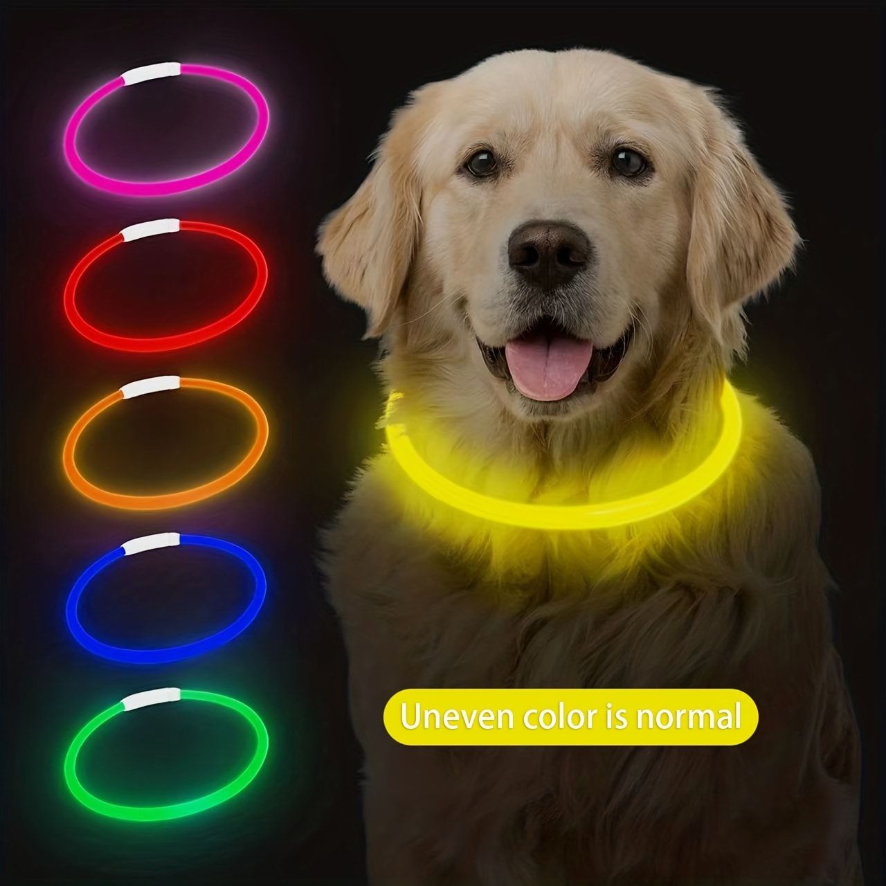 USB Rechargeable LED Glow Pet Collar, Soft Silicone Night Safety Dog & Cat Collar with 6 Colors, 3 Modes, Adjustable Length for Small, Medium, Large Pets, Ideal for Evening Walks and Outdoor Visibility (M, Pink)