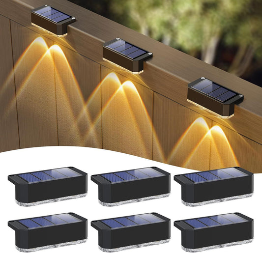Solar Powered Outdoor Fence Light, Warm White Decorative Garden Rail Light with Auto On/Off, Easy Installation for Patio, Deck, and Yard Illumination (3PCS, WhiteLight)