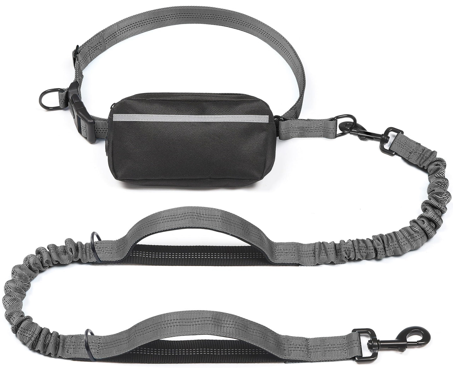 Hands-Free Dog Leash Set with Waist Belt and Storage Pouch, Shock-Absorbing Bungee Leash for Jogging, Walking, and Outdoor Adventures, Reflective Safety Design for Night Use (Blue)