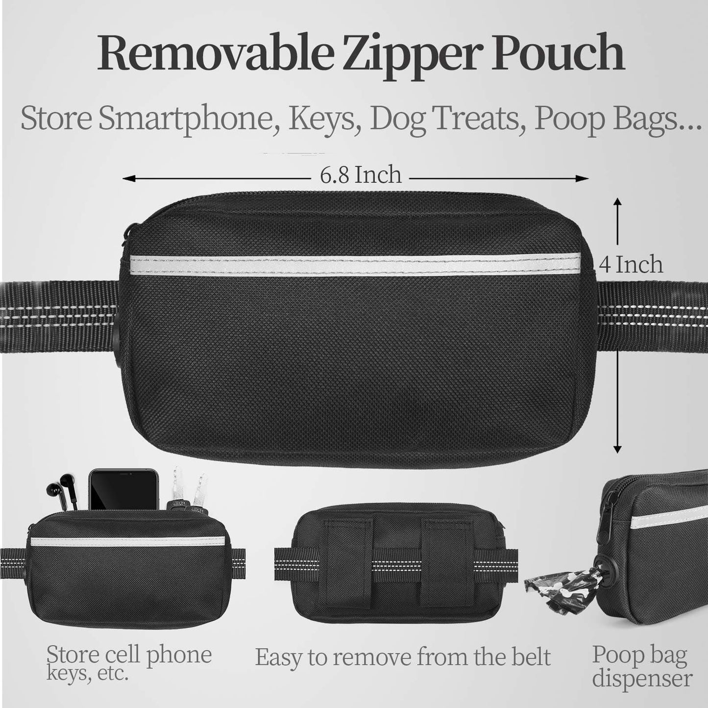 Hands-Free Dog Leash Set with Waist Belt and Storage Pouch, Shock-Absorbing Bungee Leash for Jogging, Walking, and Outdoor Adventures, Reflective Safety Design for Night Use (Orange)