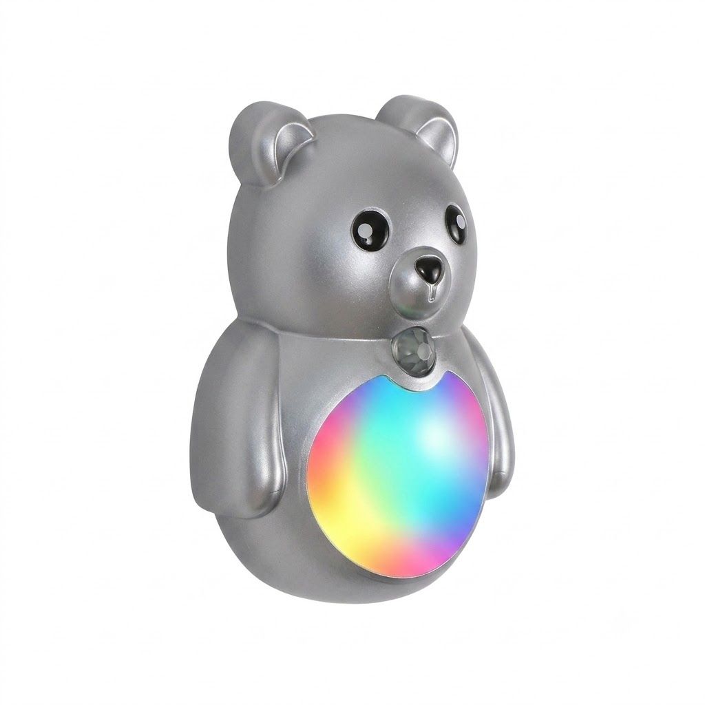 Adorable Cartoon Bear Magnetic Motion Sensor Night Light – Rechargeable LED Wall Lamp with Warm and Rainbow Glow, Cordless Stick-On Lighting for Bedroom, Hallway, Staircase, and Kitchen (Gold, 2PCS)