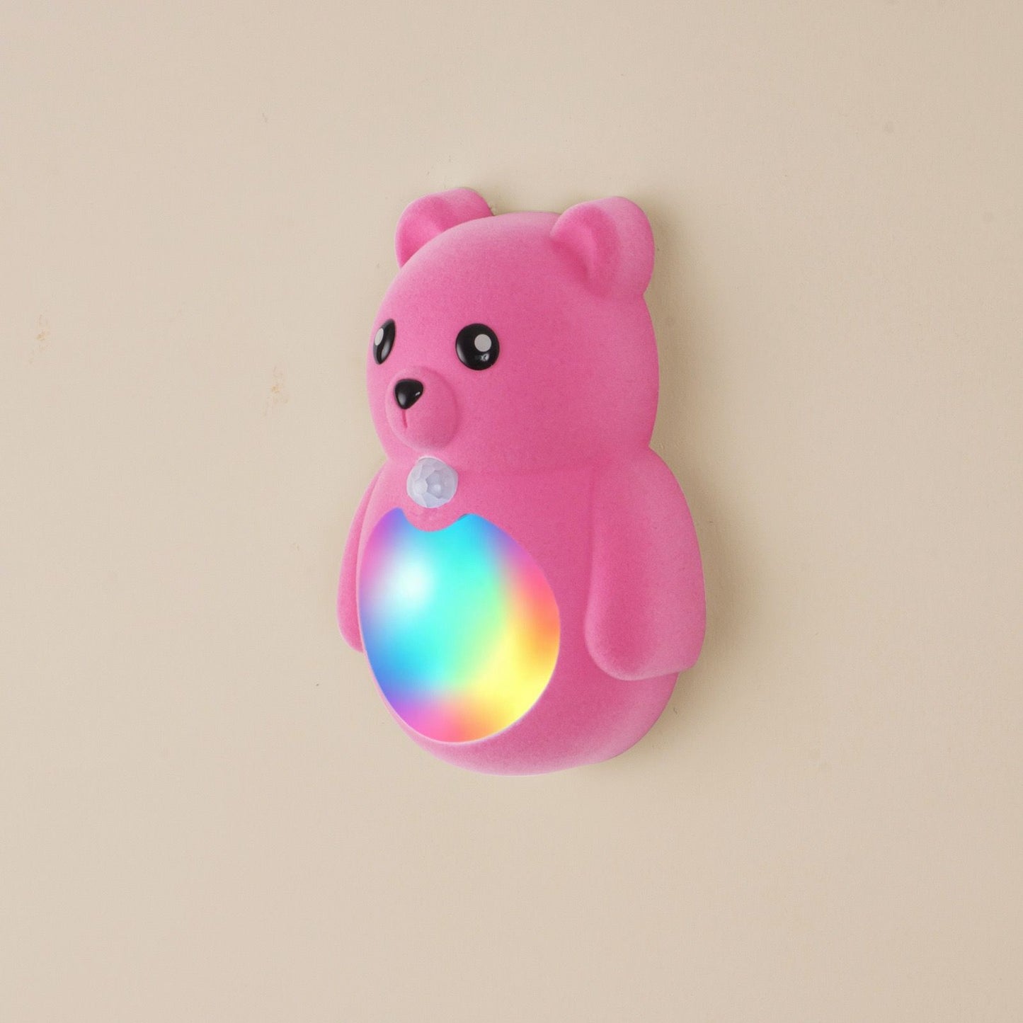 Cartoon Bear Motion Sensor Night Light, Rechargeable Magnetic Wall Lamp with Soft Plush Surface, Warm White and Rainbow Gradient Glow, Adorable Bear Shape for Nursery, Hallway, Stairs, Bedroom and Kitchen (3PCS, DarkRed)