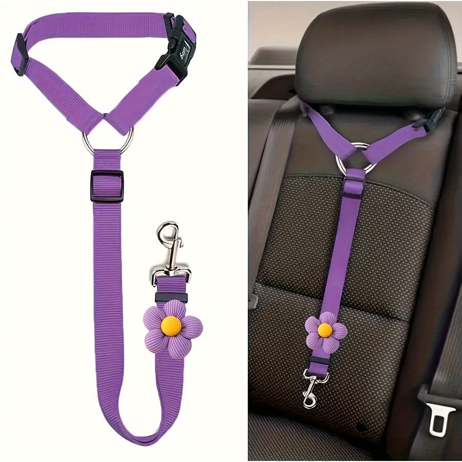 Dog Seat Belt for Car, Pet Car Safety Restraint with Adjustable Straps and Zinc Alloy Hook, Perfect for Securing Your Dog in Vehicle, Ideal Car Safety Strap for Small to Large Dogs, Great Christmas Gift for Pet Lovers (Pink)