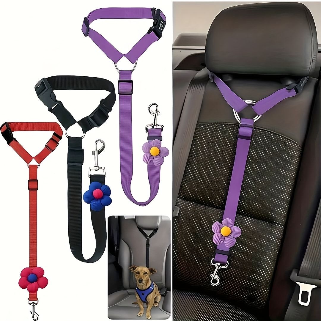 Dog Seat Belt for Car, Pet Car Safety Restraint with Adjustable Straps and Zinc Alloy Hook, Perfect for Securing Your Dog in Vehicle, Ideal Car Safety Strap for Small to Large Dogs, Great Christmas Gift for Pet Lovers (Purple)