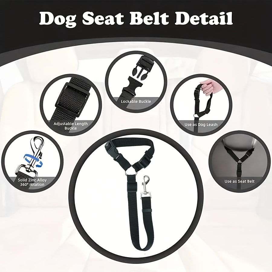 Dog Seat Belt for Car, Pet Car Safety Restraint with Adjustable Straps and Zinc Alloy Hook, Perfect for Securing Your Dog in Vehicle, Ideal Car Safety Strap for Small to Large Dogs, Great Christmas Gift for Pet Lovers (Purple)