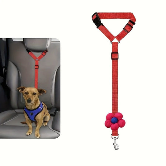 Dog Seat Belt for Car, Pet Car Safety Restraint with Adjustable Straps and Zinc Alloy Hook, Perfect for Securing Your Dog in Vehicle, Ideal Car Safety Strap for Small to Large Dogs, Great Christmas Gift for Pet Lovers (Red)