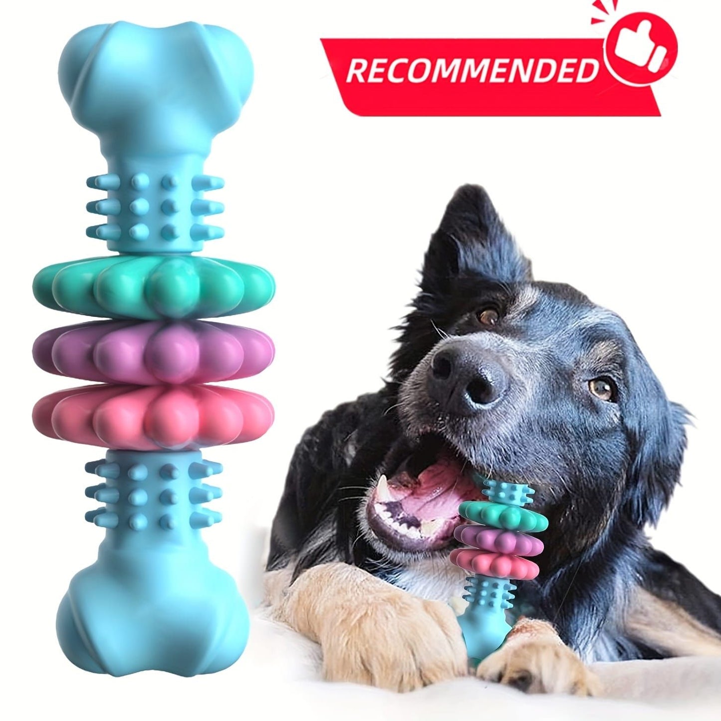 Durable Dog Chew Toy for Aggressive Chewers – Fun Bone-Shaped Dental Toy with Flower Ring Design, Ideal for Medium to Large Dogs, Great for Teeth Cleaning and Training Rewards (Pink)