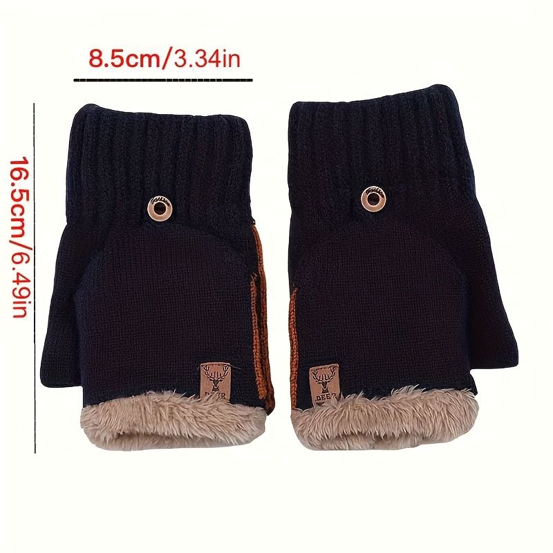 Men's Thick Knitted Flip-Top Gloves with Plush Lining, Convertible Design for Touchscreen Use, Winter Warmth for Outdoor Activities and Daily Commute (Darkgray)