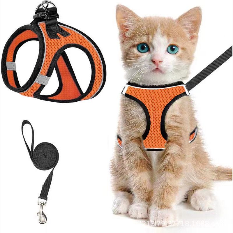 Escape-Proof Cat Harness and Leash Set with Reflective Soft Mesh Vest for Safe Outdoor Adventures with Your Feline Friend (S, Green)