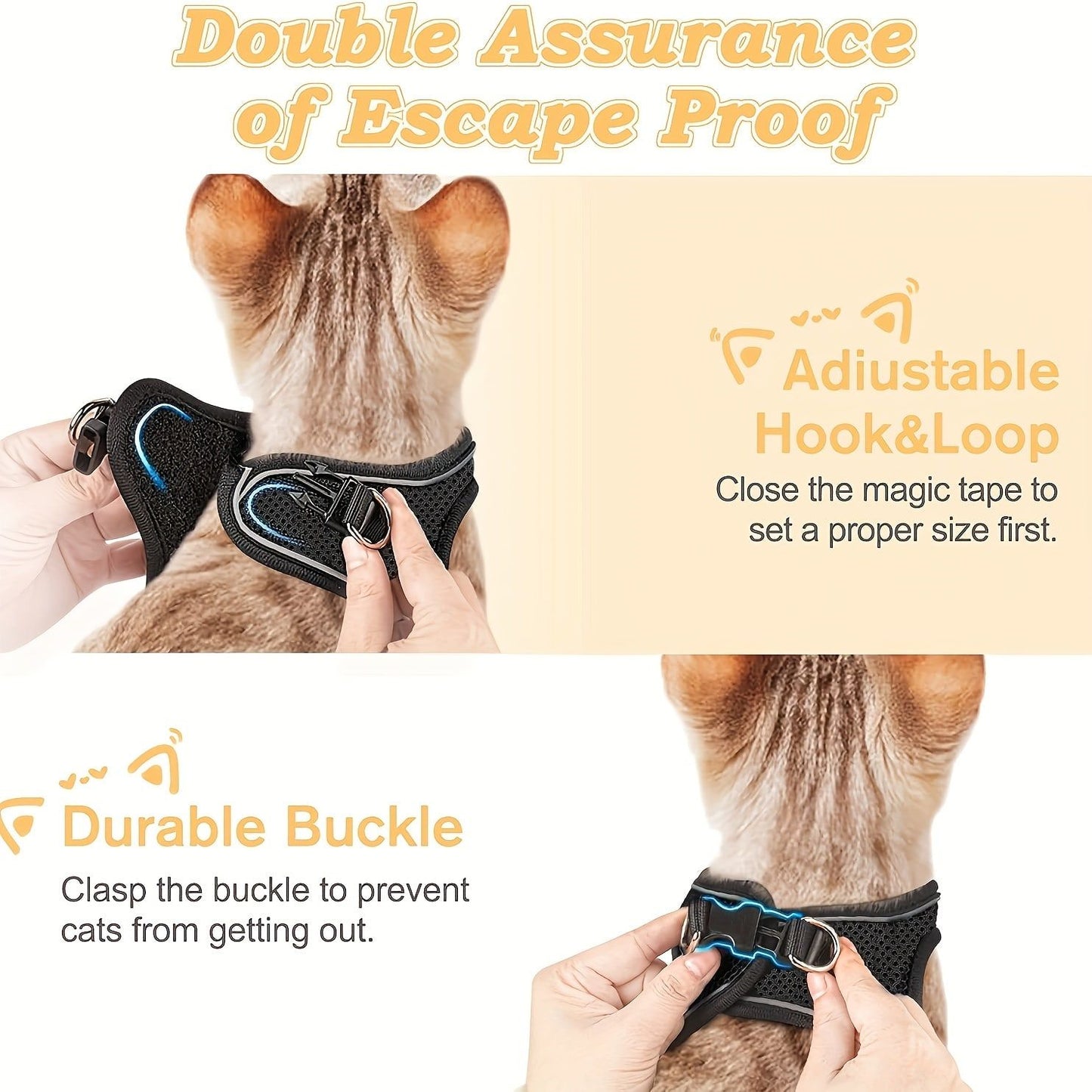 Escape-Proof Cat Harness and Leash Set with Reflective Soft Mesh Vest for Safe Outdoor Adventures with Your Feline Friend (S, Green)
