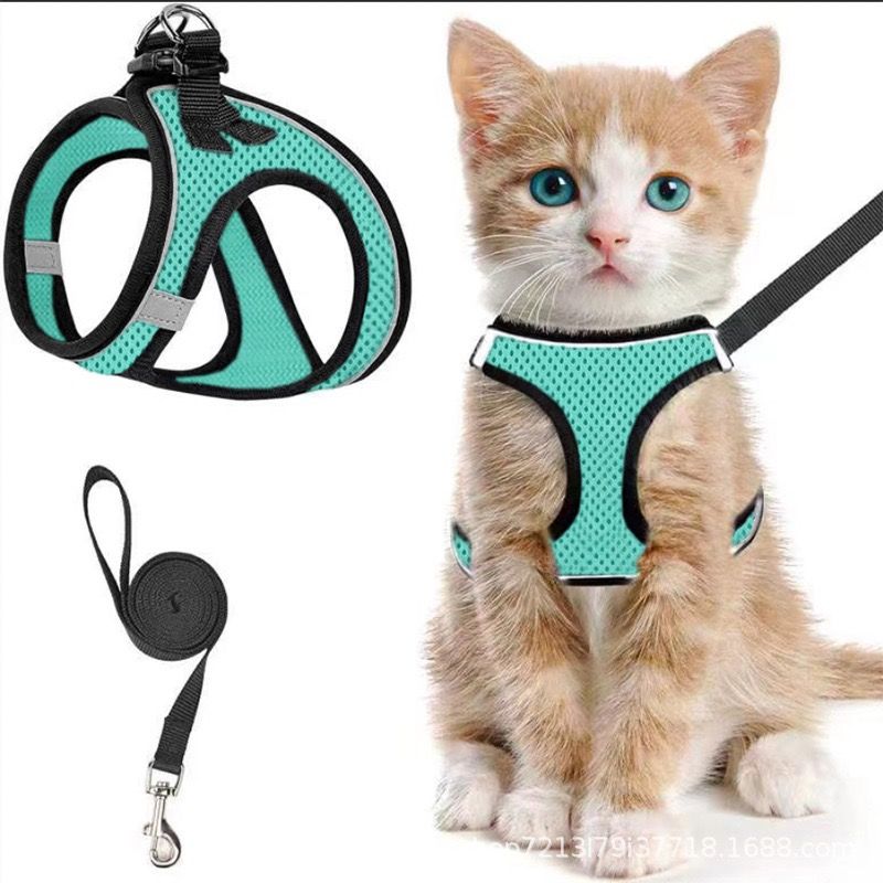 Escape-Proof Cat Harness and Leash Set with Reflective Soft Mesh Vest for Safe Outdoor Adventures with Your Feline Friend (S, Orange)