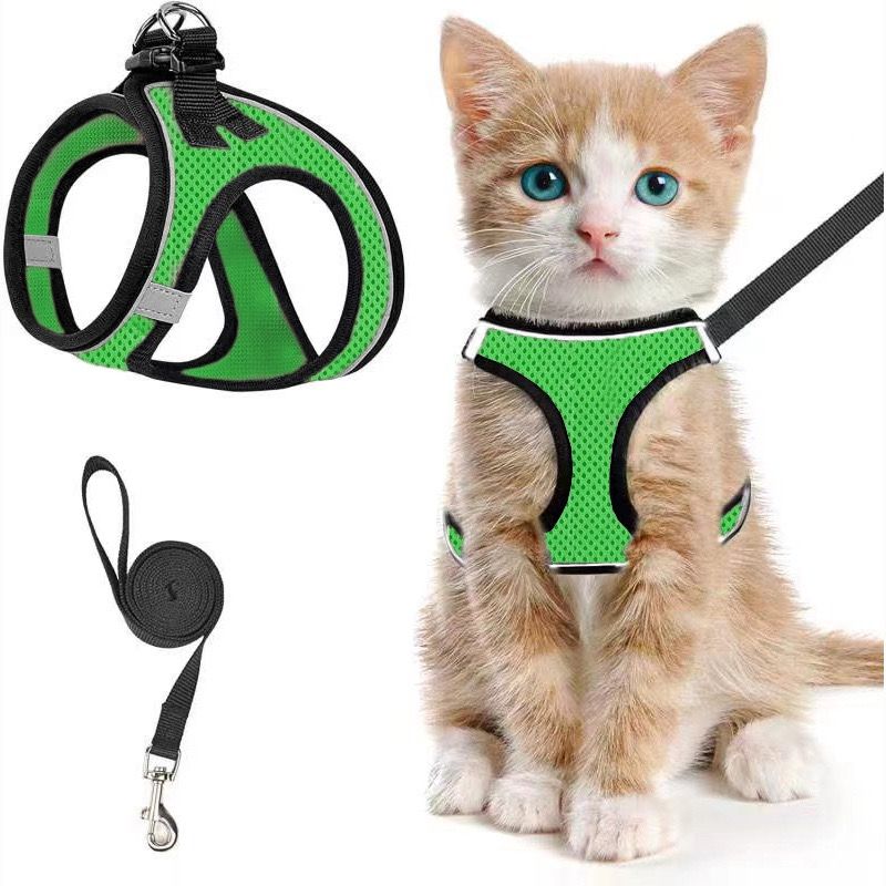 Escape-Proof Cat Harness and Leash Set with Reflective Soft Mesh Vest for Safe Outdoor Adventures with Your Feline Friend (S, Orange)