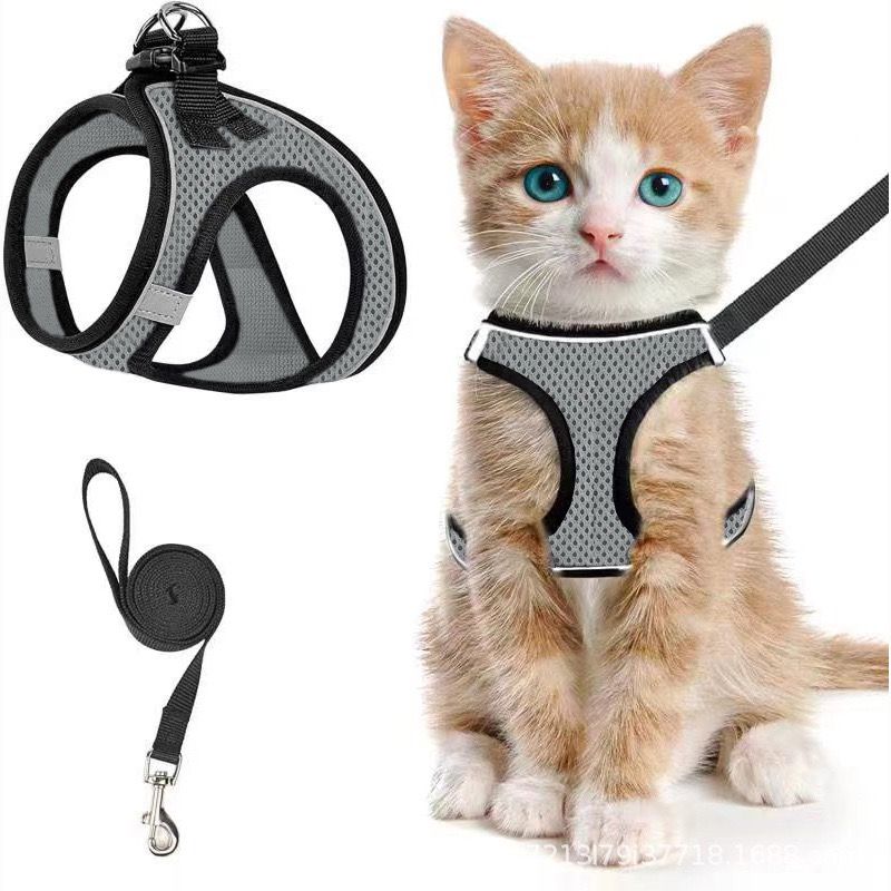Escape-Proof Cat Harness and Leash Set with Reflective Soft Mesh Vest for Safe Outdoor Adventures with Your Feline Friend (S, Pink)