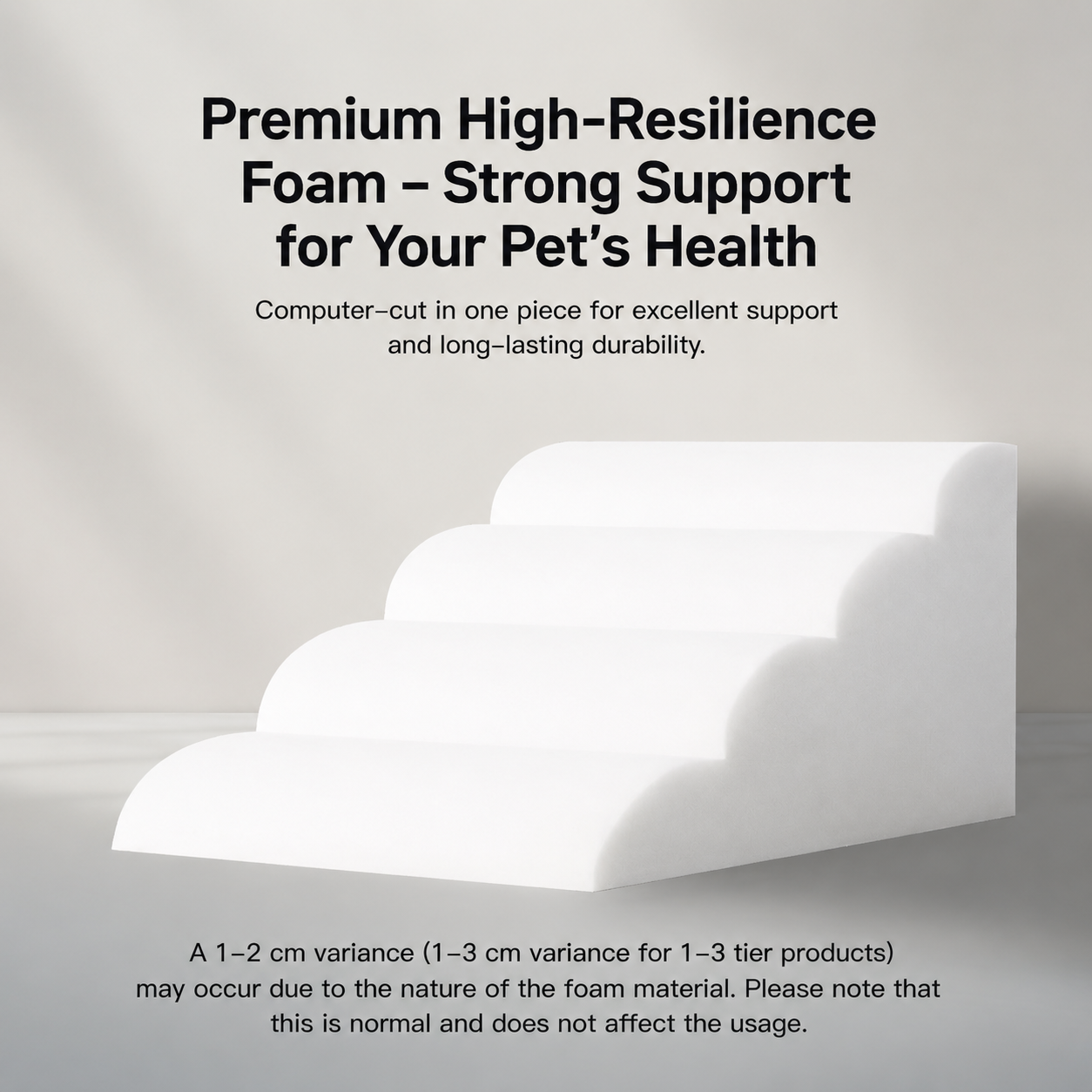 Orthopedic Foam Pet Stairs with Washable Cover – Safe 2, 3, & 4 Tier Dog Ramp for Bed & Couch Access, Gentle Slope for Puppies, Small Breeds, and Senior Pets Needing Joint Relief (Beige, 4Tier)