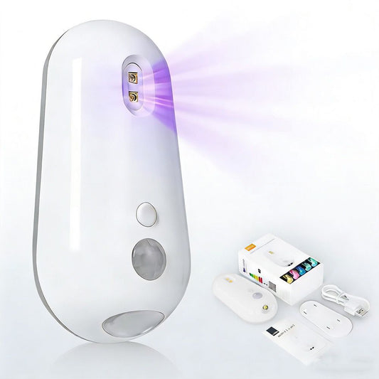 2-in-1 Motion Sensor Toilet UV Sterilizer Light with RGB Night Light – Automatic Disinfection, Waterproof Rechargeable Design for Bathroom Hygiene (1PCS)