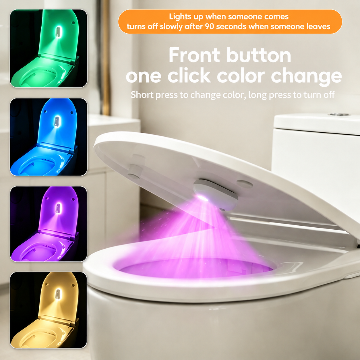 2-in-1 Motion Sensor Toilet UV Sterilizer Light with RGB Night Light – Automatic Disinfection, Waterproof Rechargeable Design for Bathroom Hygiene (1PCS)