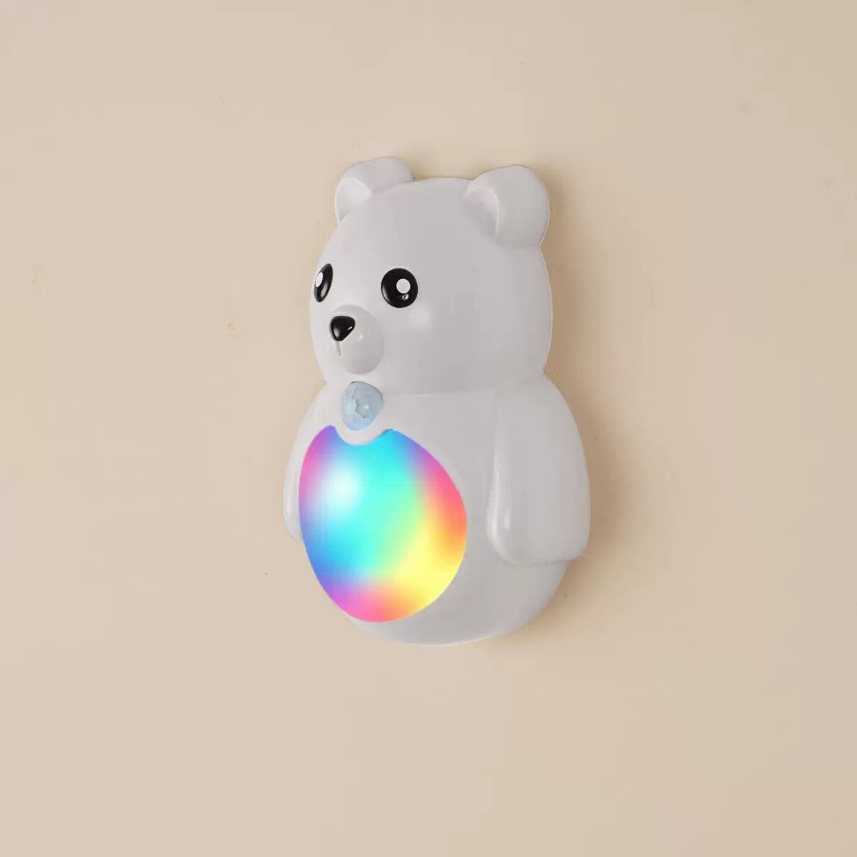 Adorable 3D Cartoon Bear LED Wall Light, Motion Sensor Night Light, Rechargeable, Magnetic Mount, No Wiring, Warm White & Rainbow Glow for Bedroom, Nursery, Bathroom, Hallway, Kitchen (Black, 1PCS)