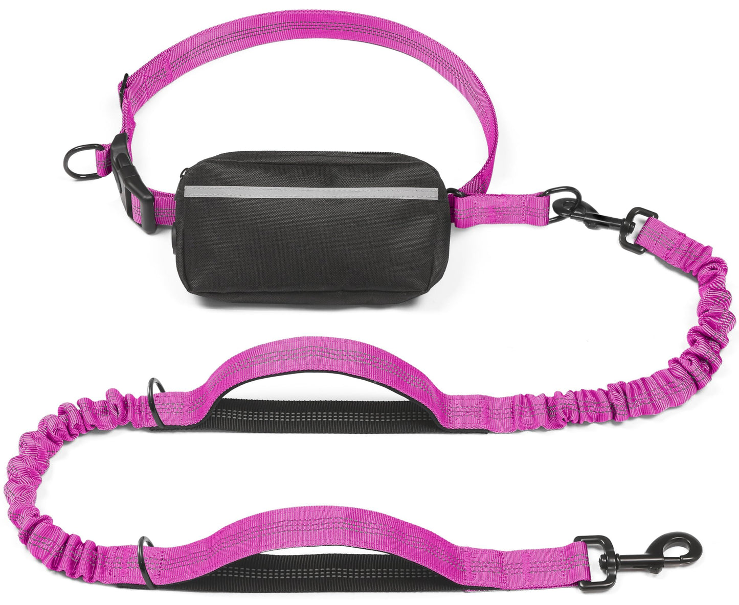 Hands-Free Dog Leash with Waist Belt and Storage Pouch, Shock-Absorbing Bungee Leash for Running, Walking, and Outdoor Adventures, Reflective Safety Design for Night Walks (Cyan)