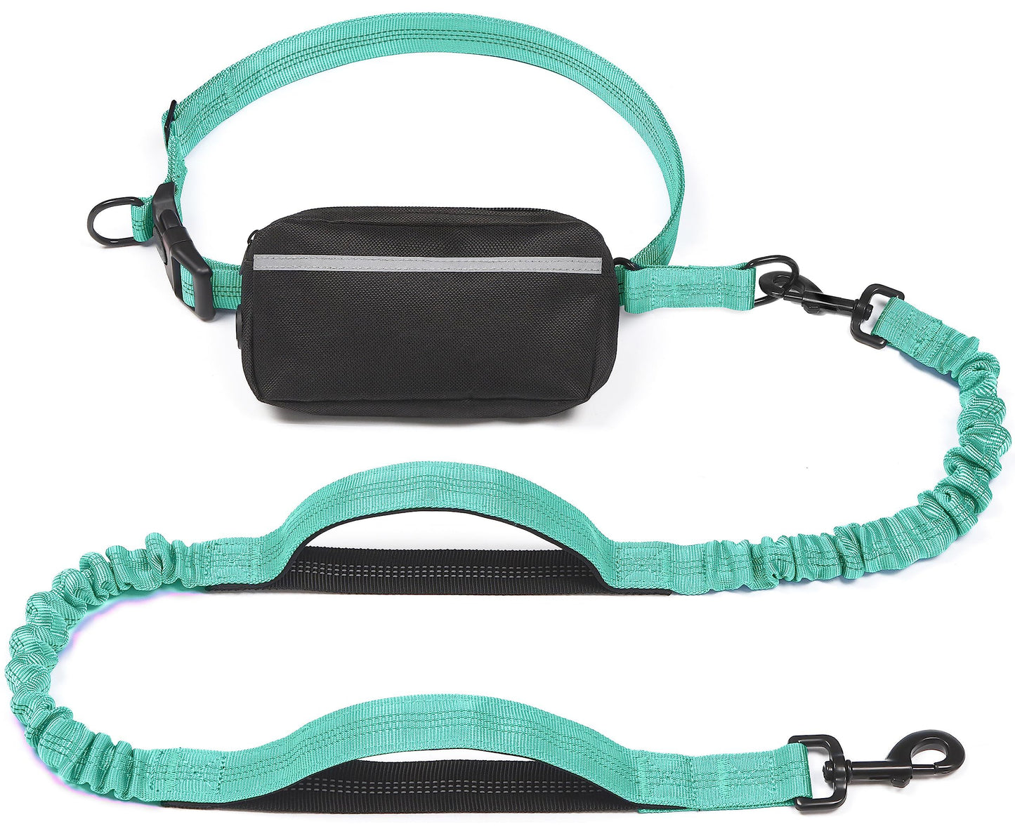 Hands-Free Dog Leash with Waist Belt and Storage Pouch, Shock-Absorbing Bungee Leash for Running, Walking, and Outdoor Adventures, Reflective Safety Design for Night Walks (Lavender)