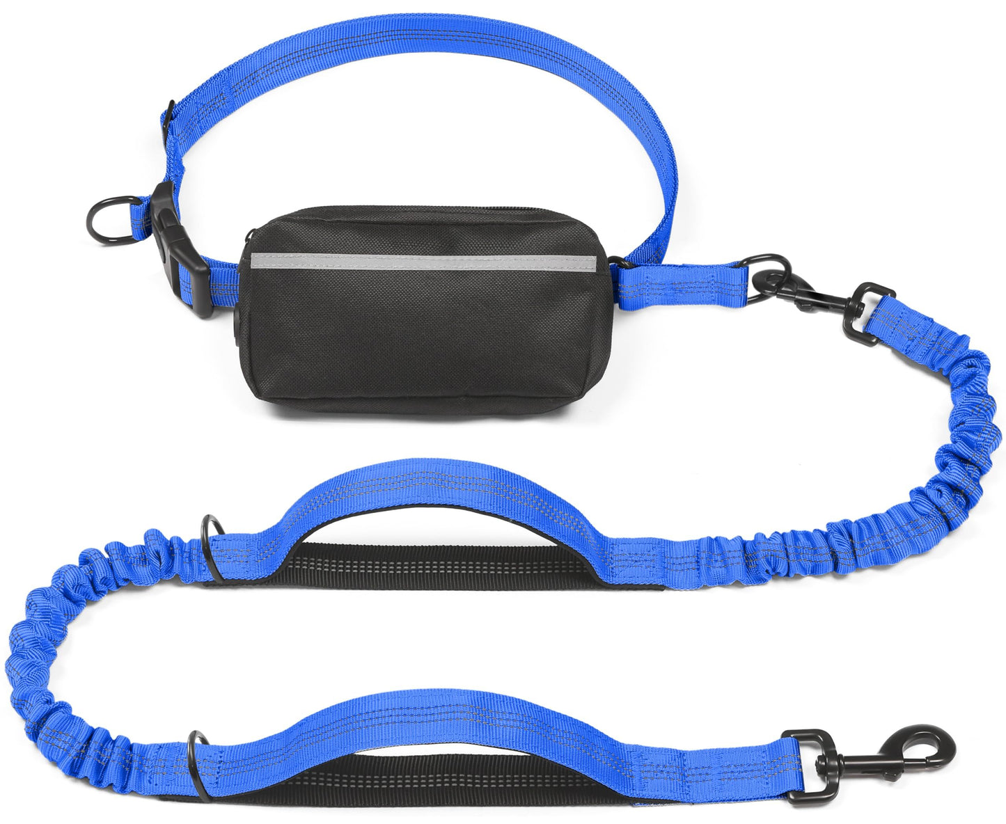 Hands-Free Dog Leash with Waist Belt and Storage Pouch, Shock-Absorbing Bungee Leash for Running, Walking, and Outdoor Adventures, Reflective Safety Design for Night Walks (Purple)