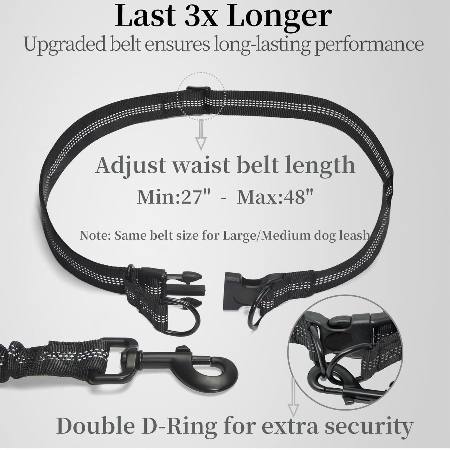 Hands-Free Dog Leash with Waist Belt and Storage Pouch, Shock-Absorbing Bungee Leash for Running, Walking, and Outdoor Adventures, Reflective Safety Design for Night Walks (Purple)