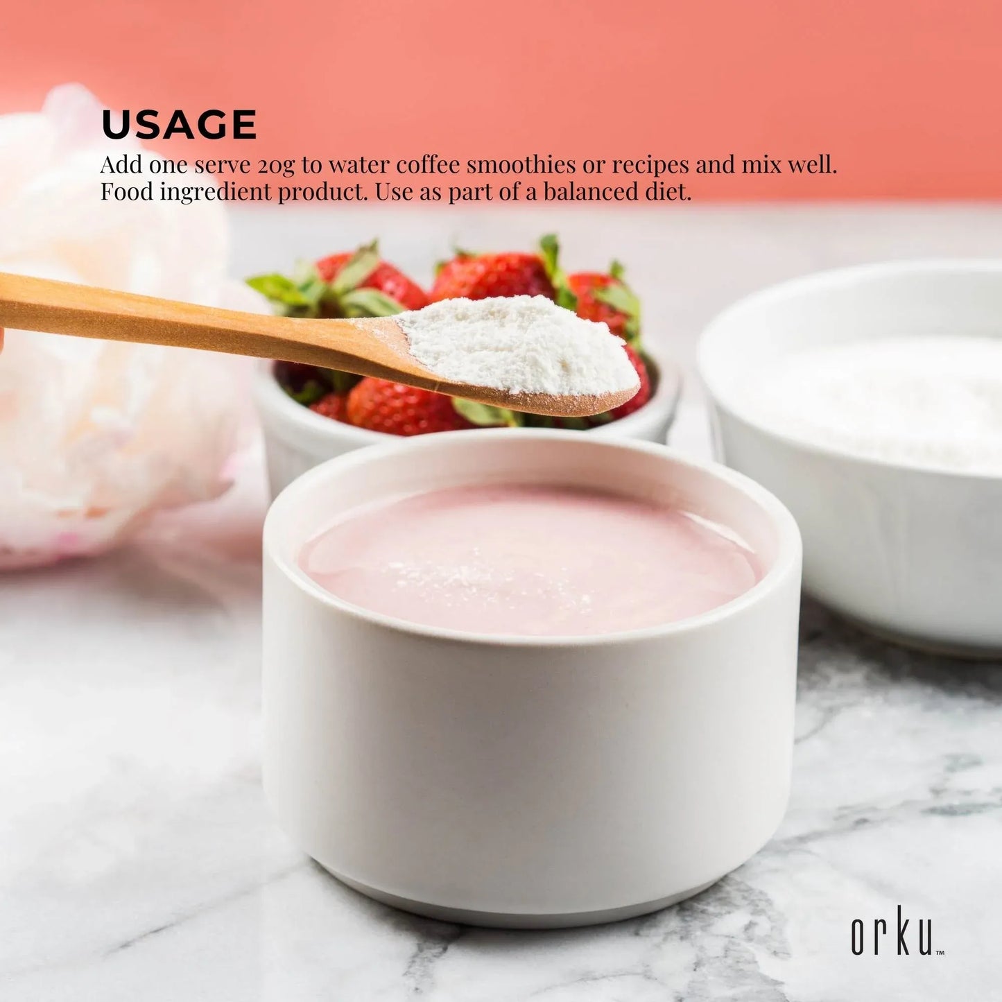 Orku 5Kg Bovine Collagen Peptides Powder Hydrolysed Protein Unflavoured