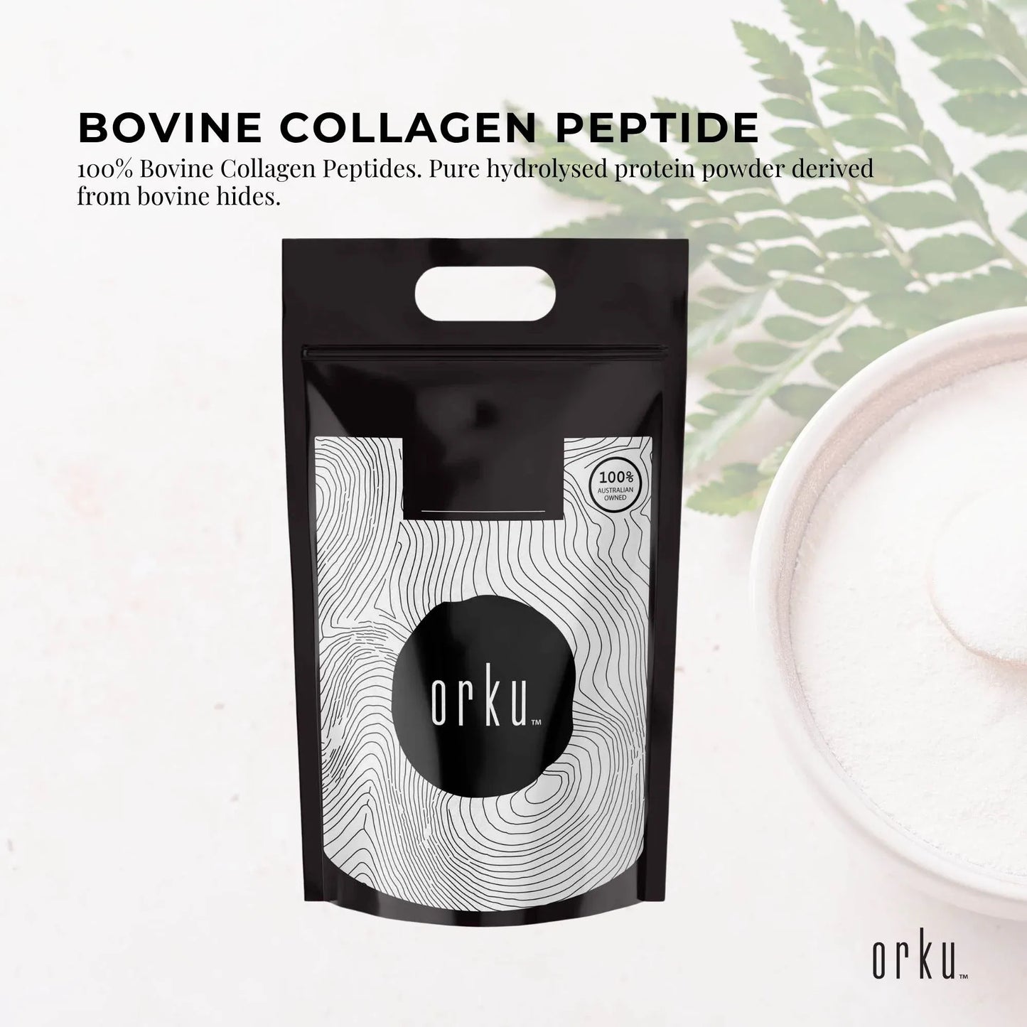 Orku 20Kg Bovine Collagen Peptides Powder Hydrolysed Protein Unflavoured