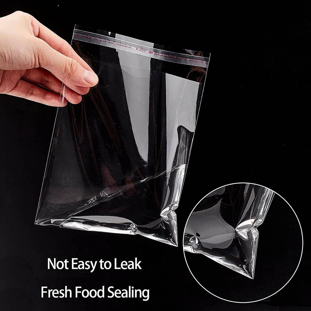 Multi-size Clear Self-Seal Cellophane Bags - Bulk Adhesive Opp - 11*20+4