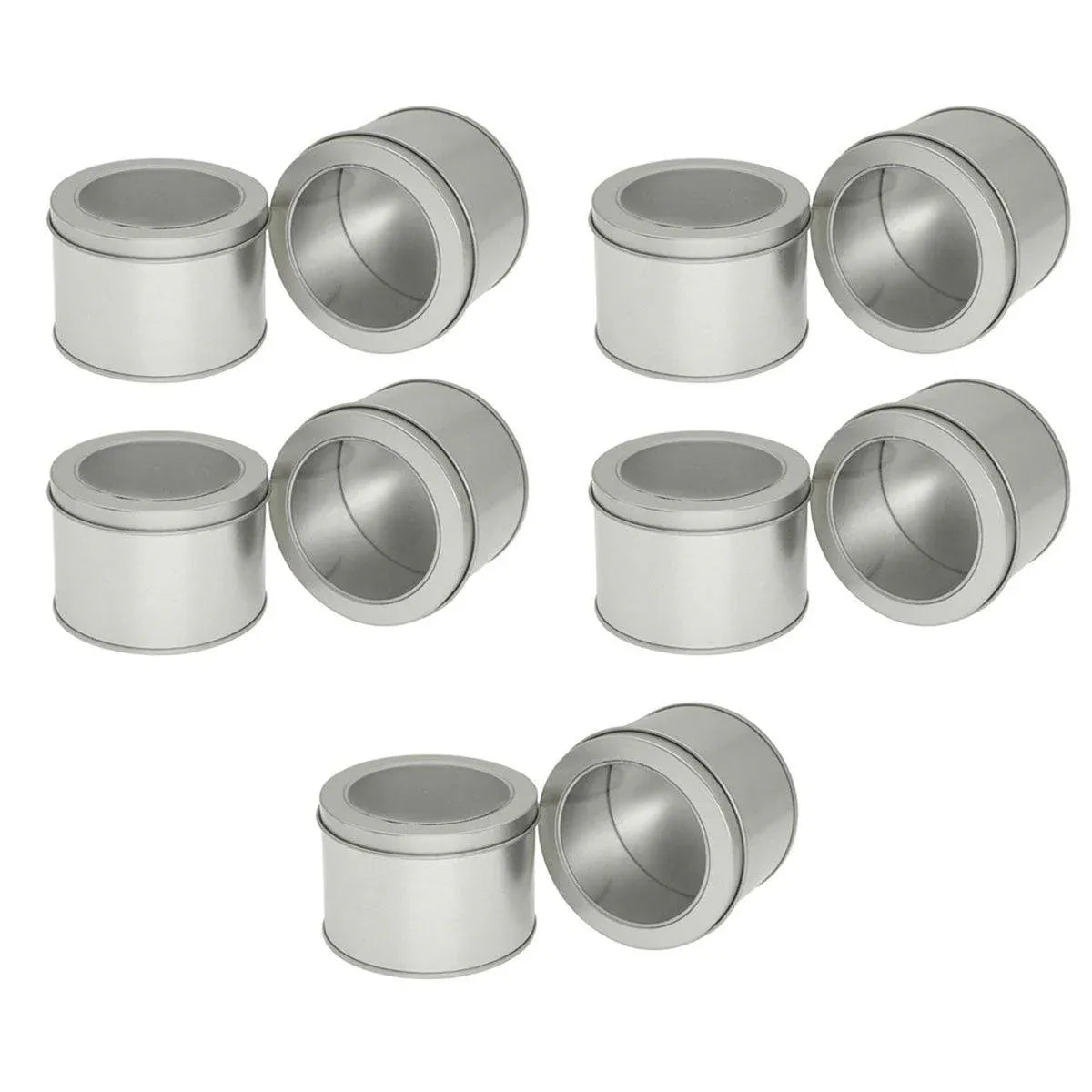 10pcs Open Window Cake Tin Box Bakery Biscuit Packaging Storage Tin Box Set - Sliver