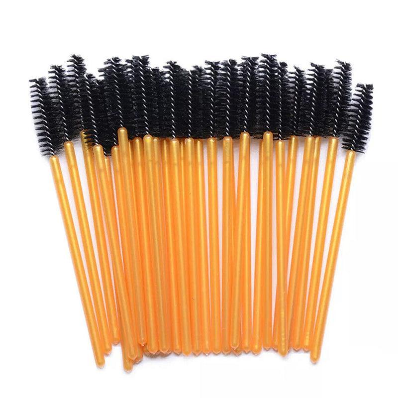 50X Disposable Mascara Wands Eyelash Brushes Applicator Lash Extension Brush - Pink+Clear