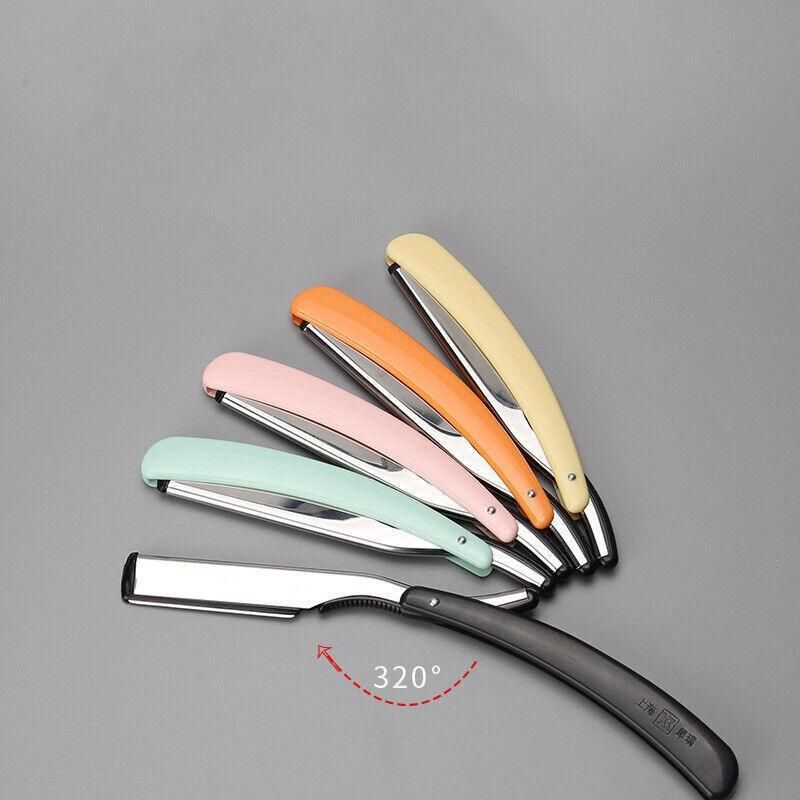 Old Shaver Razor Eyebrow Knife Folding Manual Shaver Holder Home Salon Tool Au - Blue+10PCS Blades
